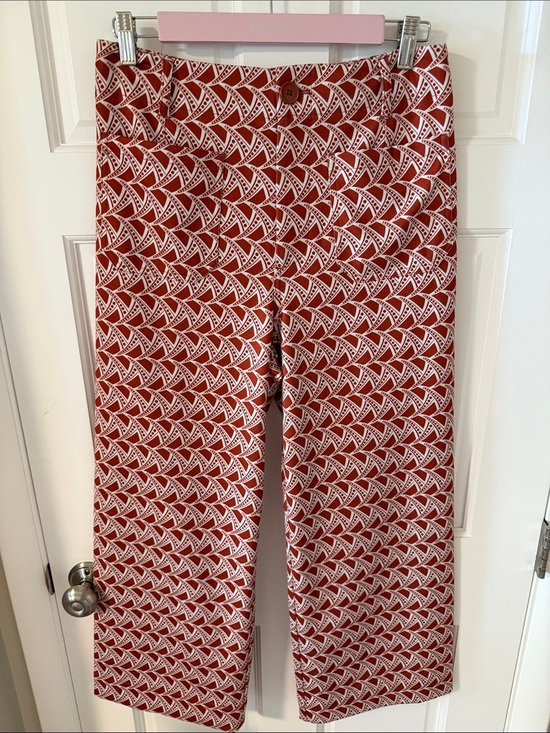 Jones New York Pants - Jones New York Geometric Ponte Cropped Straight Leg Pants - Rust/White Size 8